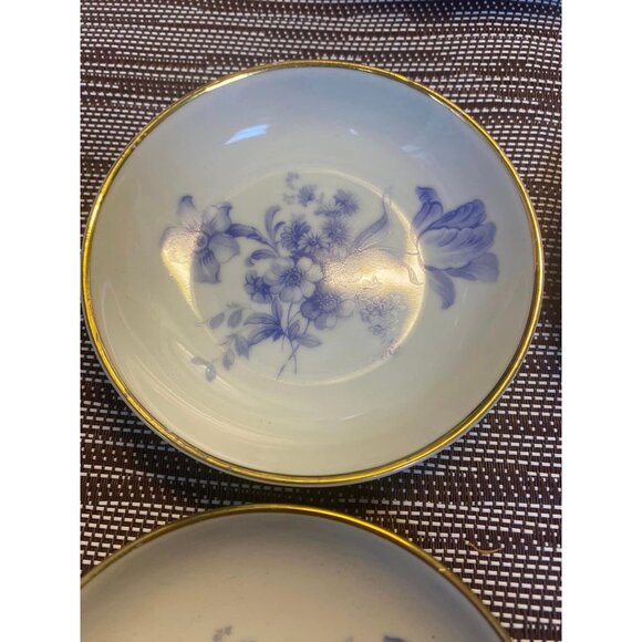 4 Vintage Haaman Israel Blue Foral Motif Porcelain Plates Set Of 4 - Picture 4 of 5